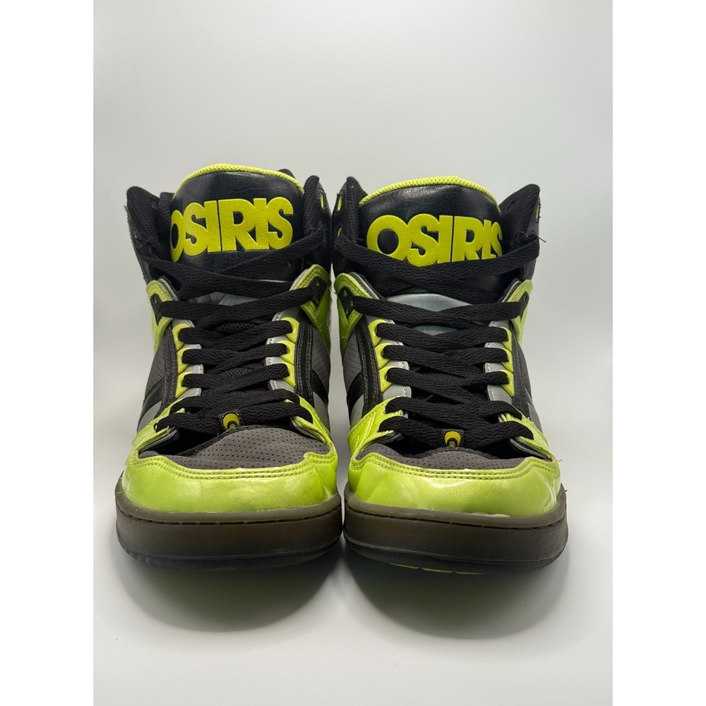 Osiris NYC 83 Neon Green Black Grey Bronx Rare Y2K Skate Hi Men's Size 11.5